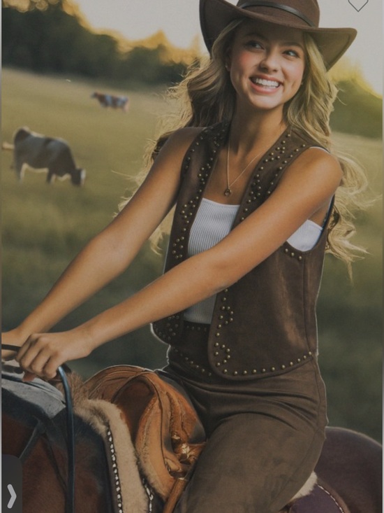 Other - Studded Western Suede Open Vest. Choco brown. Various sizes.